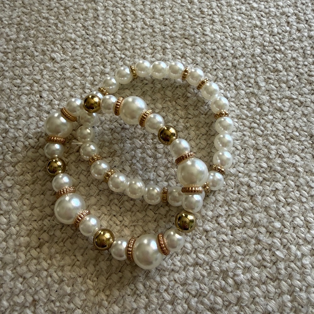 Pearl Bracelet Stack Gold Accent (2pc Set - Picture 5 of 5